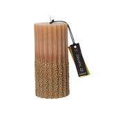 Decoris Pillar Wax Candle with Glitters 15cm - Metallic Brandy